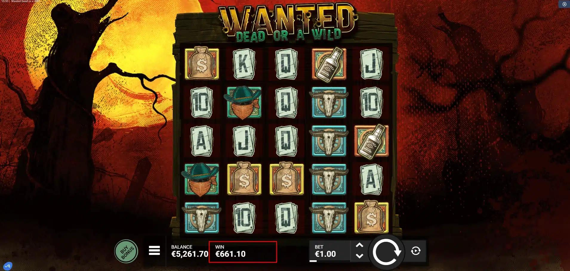 Il vous sera possible de remporter jusqu’à 12 500 fois votre mise de départ sur Wanted Dead or a Wild