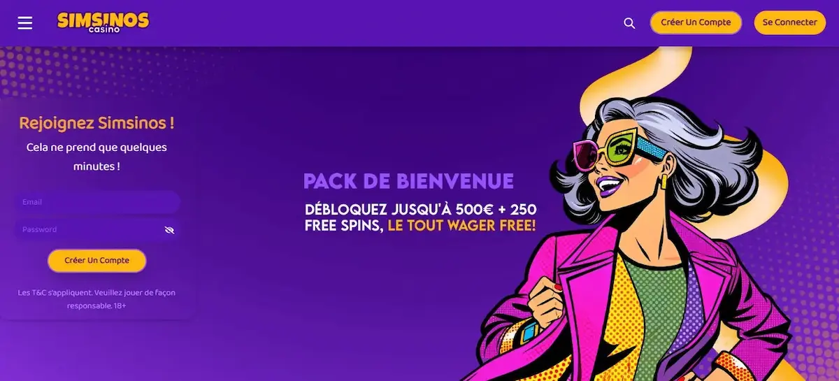 Simsino page d'accueil