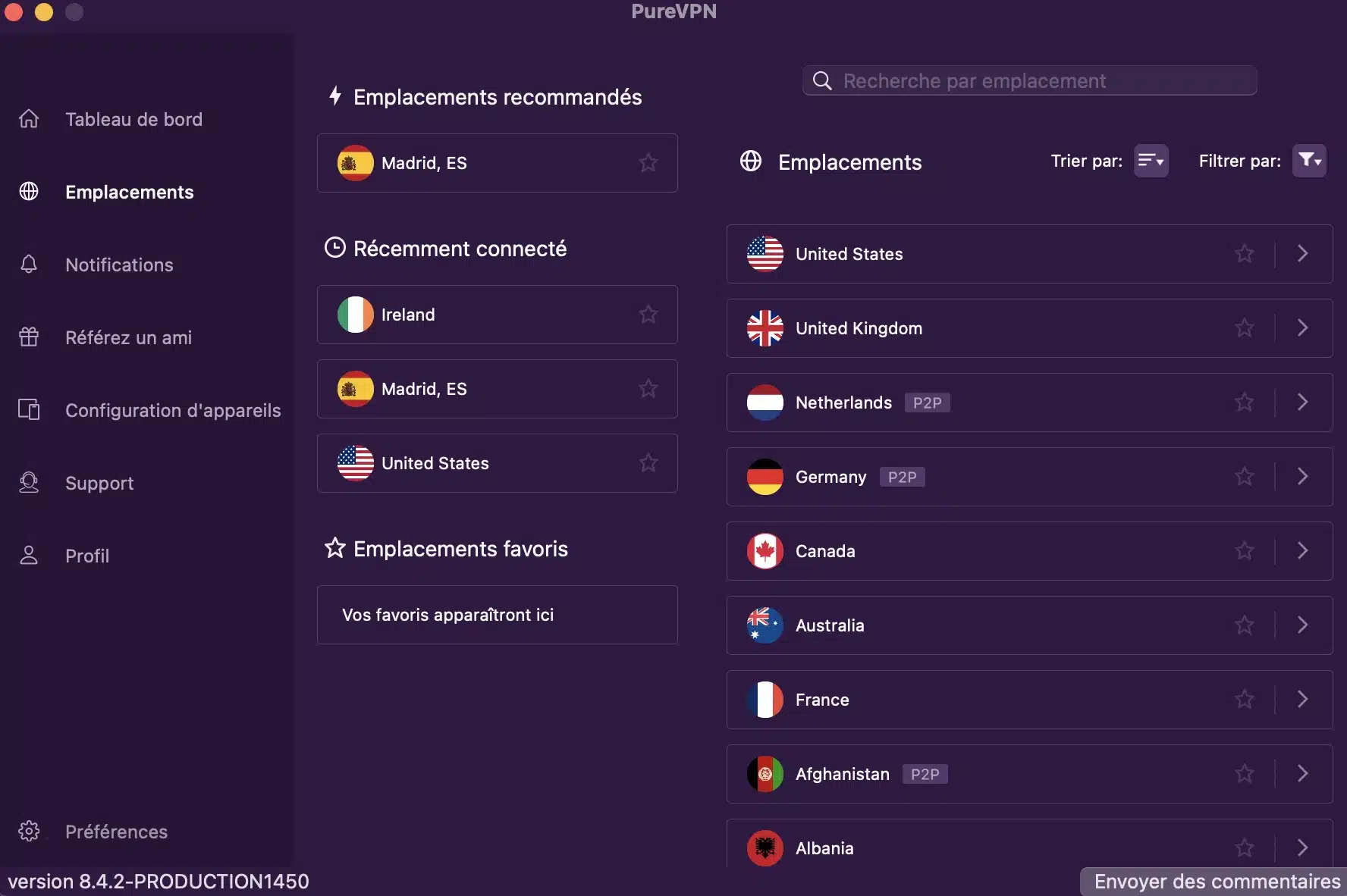 L’interface de PureVPN est très facile à comprendre et à prendre en main