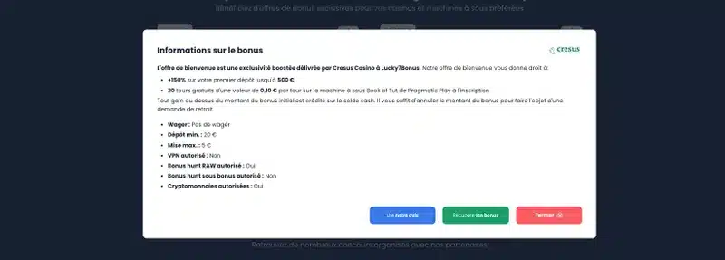 Exemple d’un casino en ligne qui accepte les bonus hunt sur sa plateforme