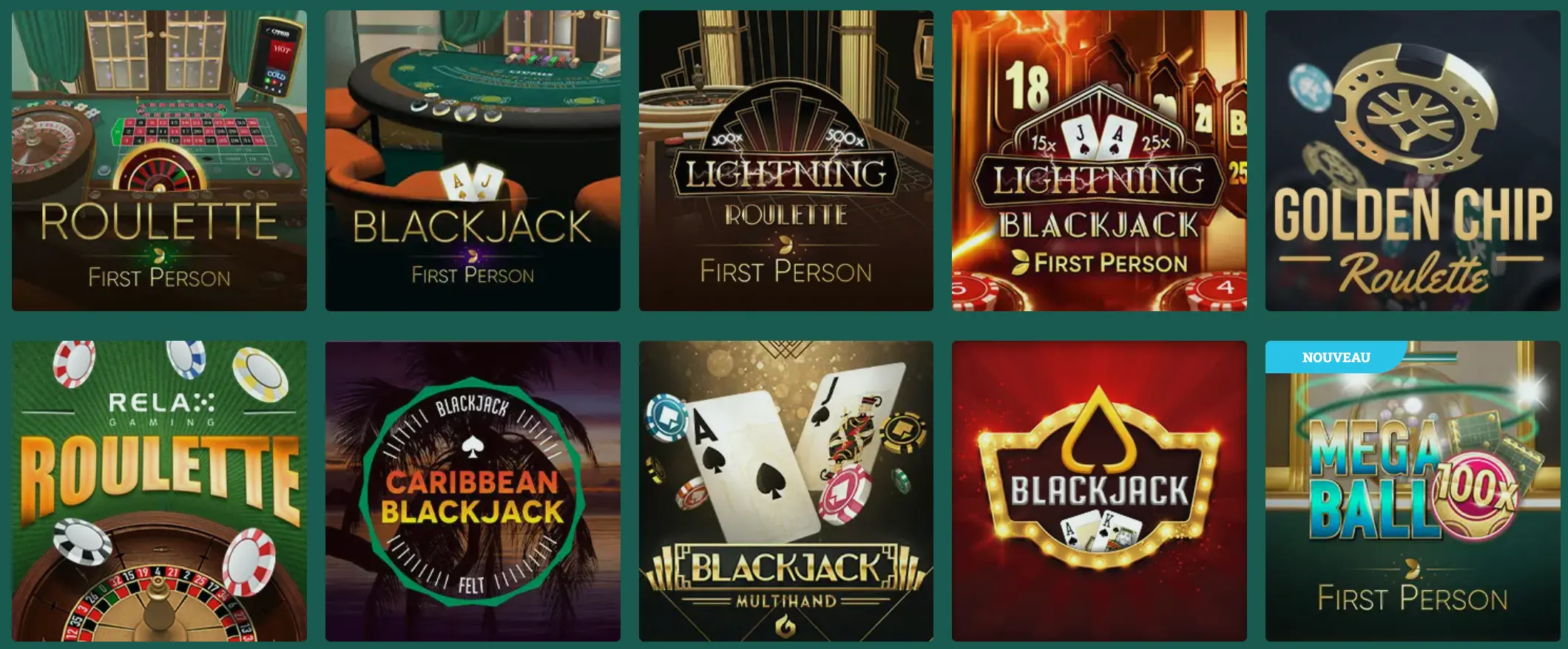 jeux de tables cresus casino
