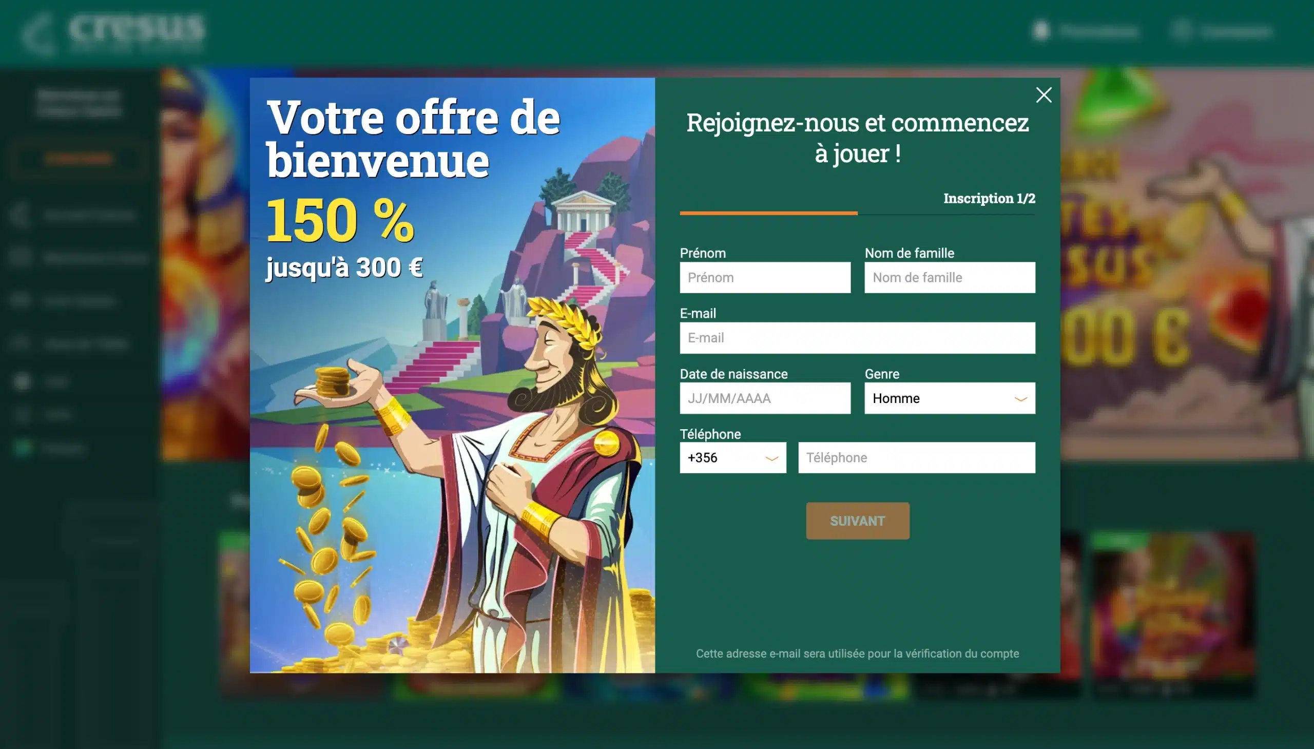 inscription cresus casino