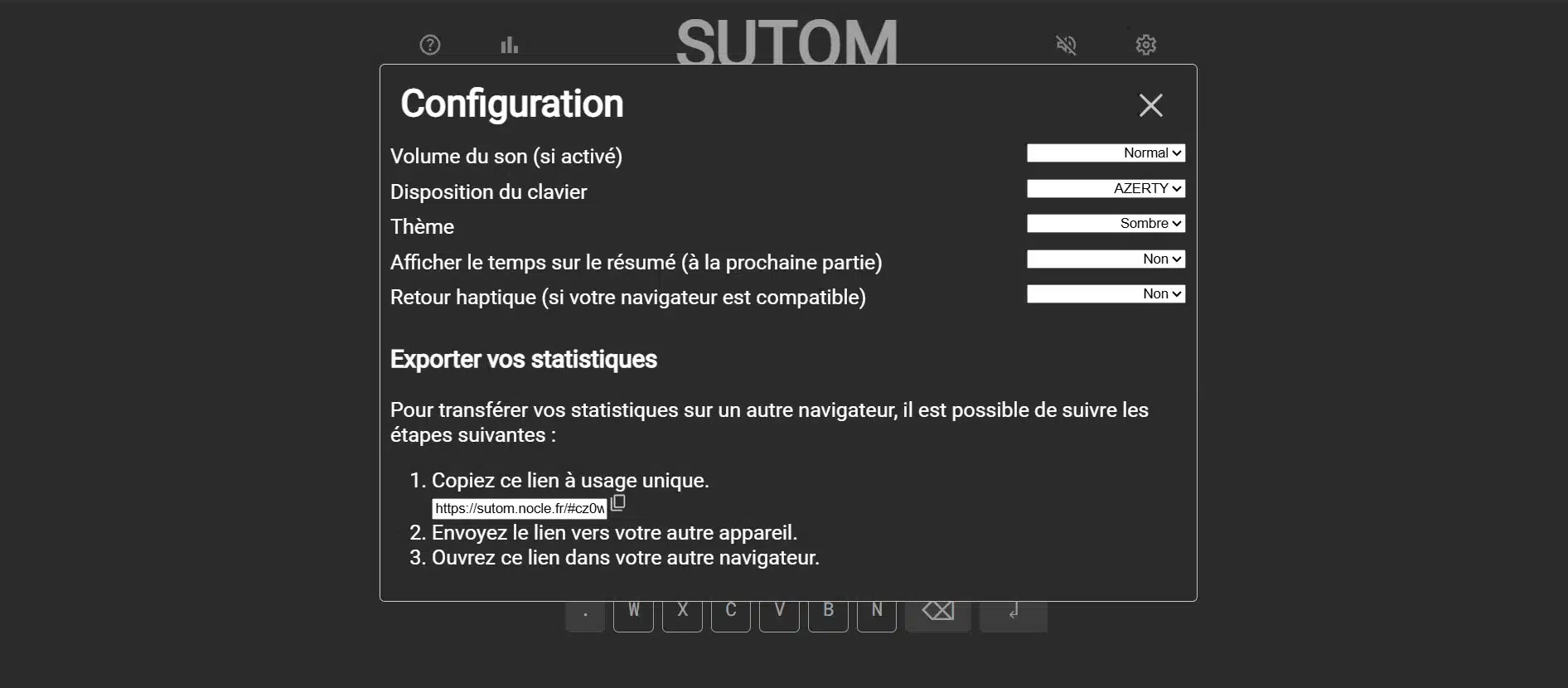 configuration de sutom