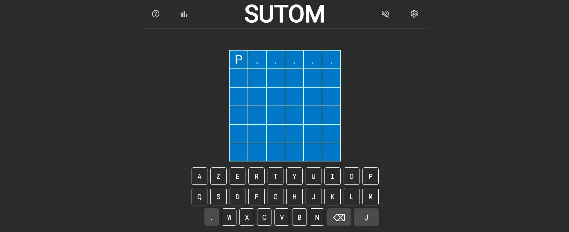 début de partie sur sutom