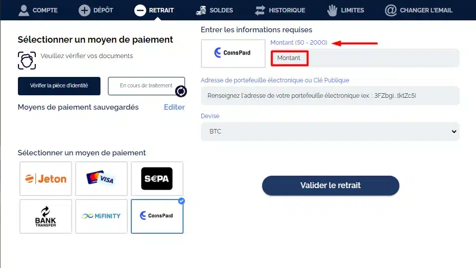 Montant paiement
