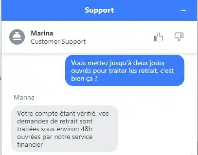 Chat délai retrait
