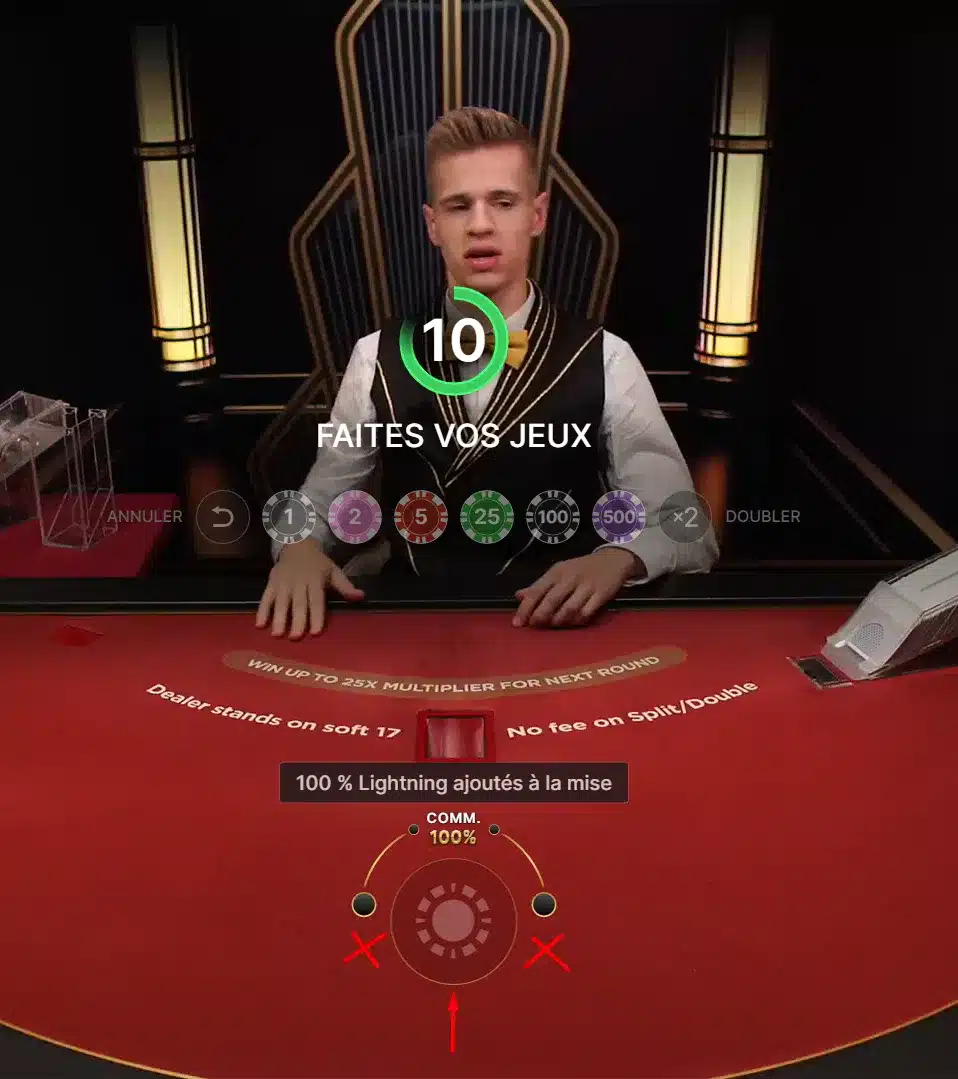 Lightning Blackjack mise