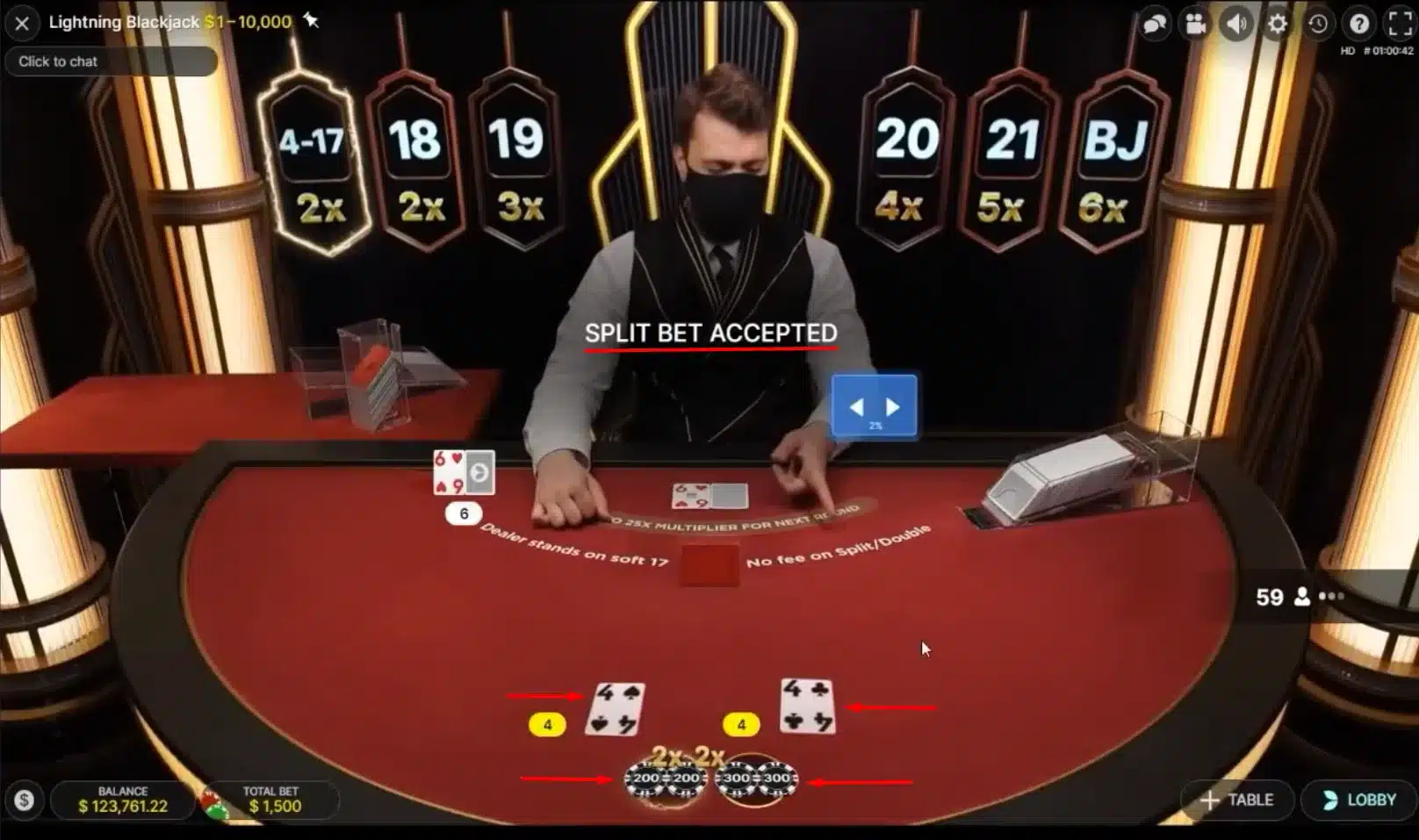 Split Lightning Blackjack