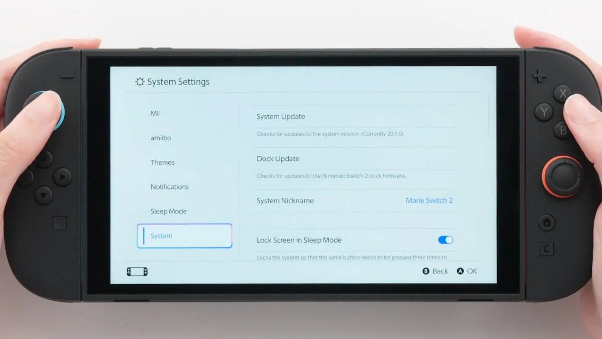 Nintendo Switch 2 mise à jour 20.5.0