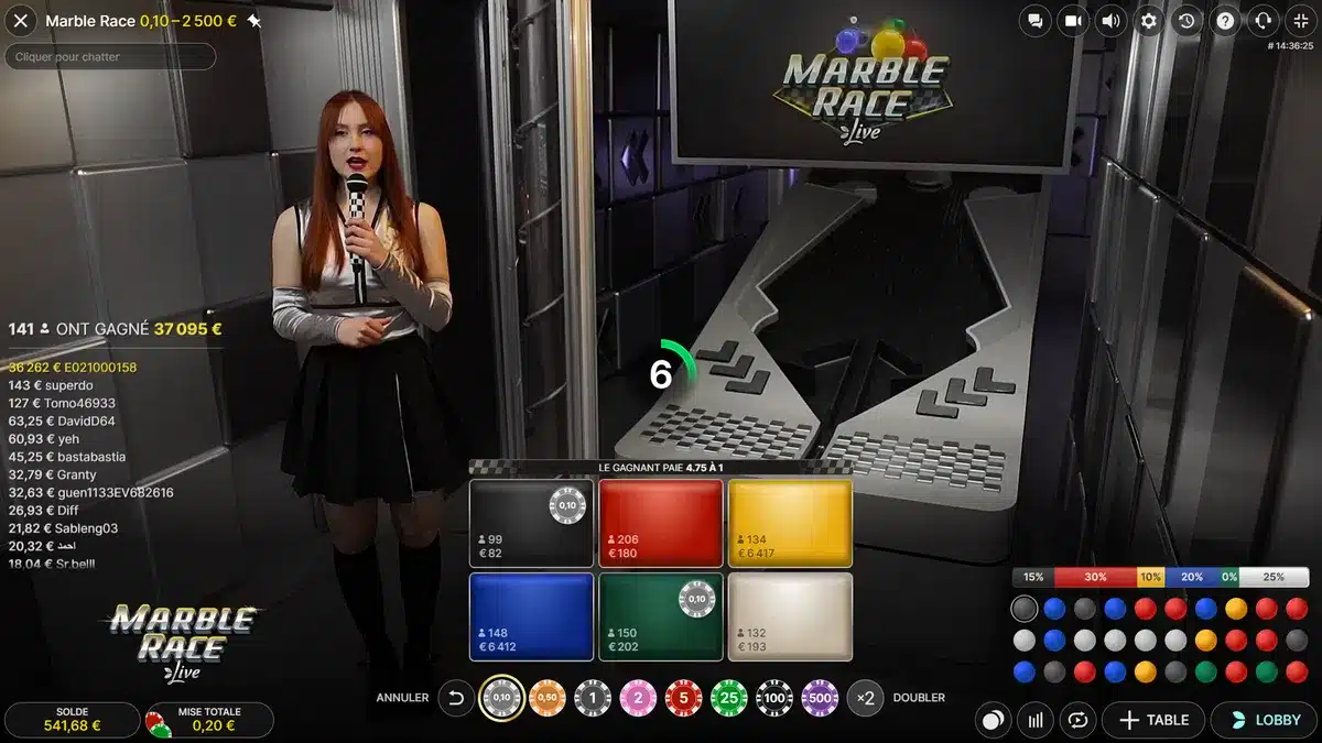 placement des mises marble race