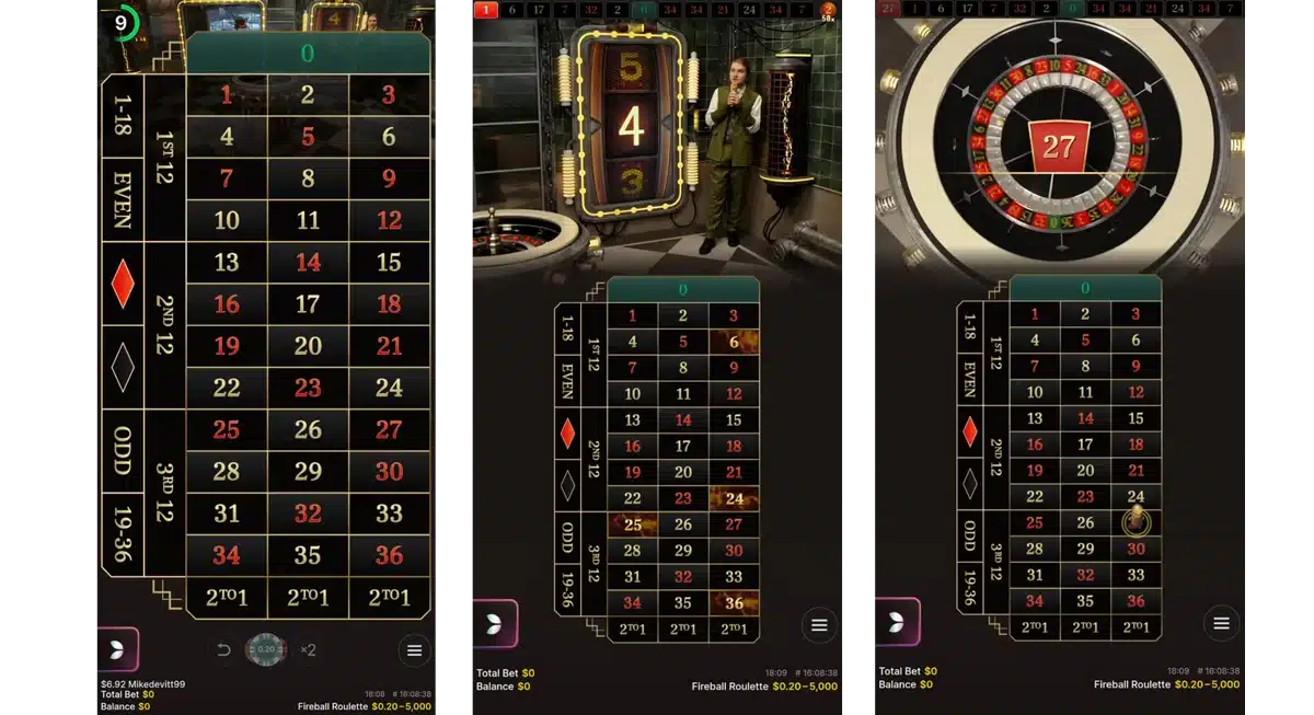fireball roulette live sur mobile