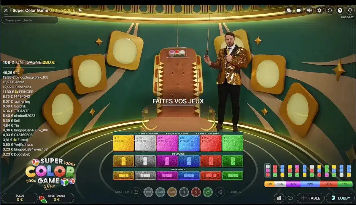 faites vos dans super color game