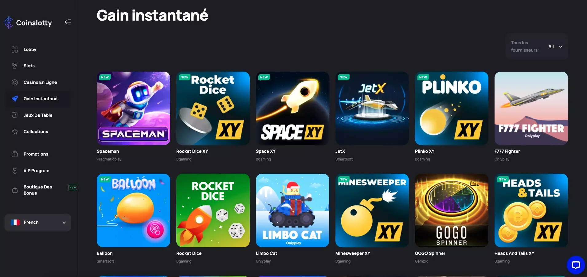 Les jeux originaux sur le casino en ligne Coinslotty sont très nombreux et appréciables