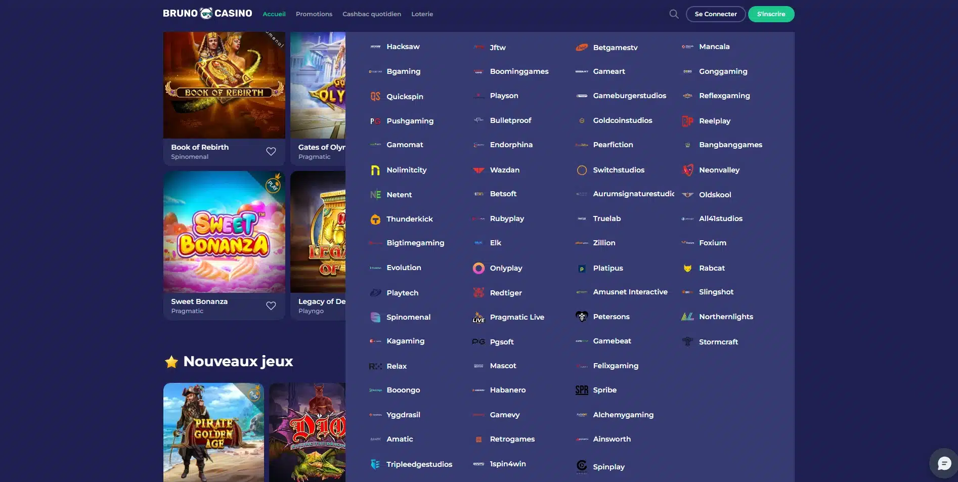 Brunocasino est une plateforme qui dispose de 26 providers différents
