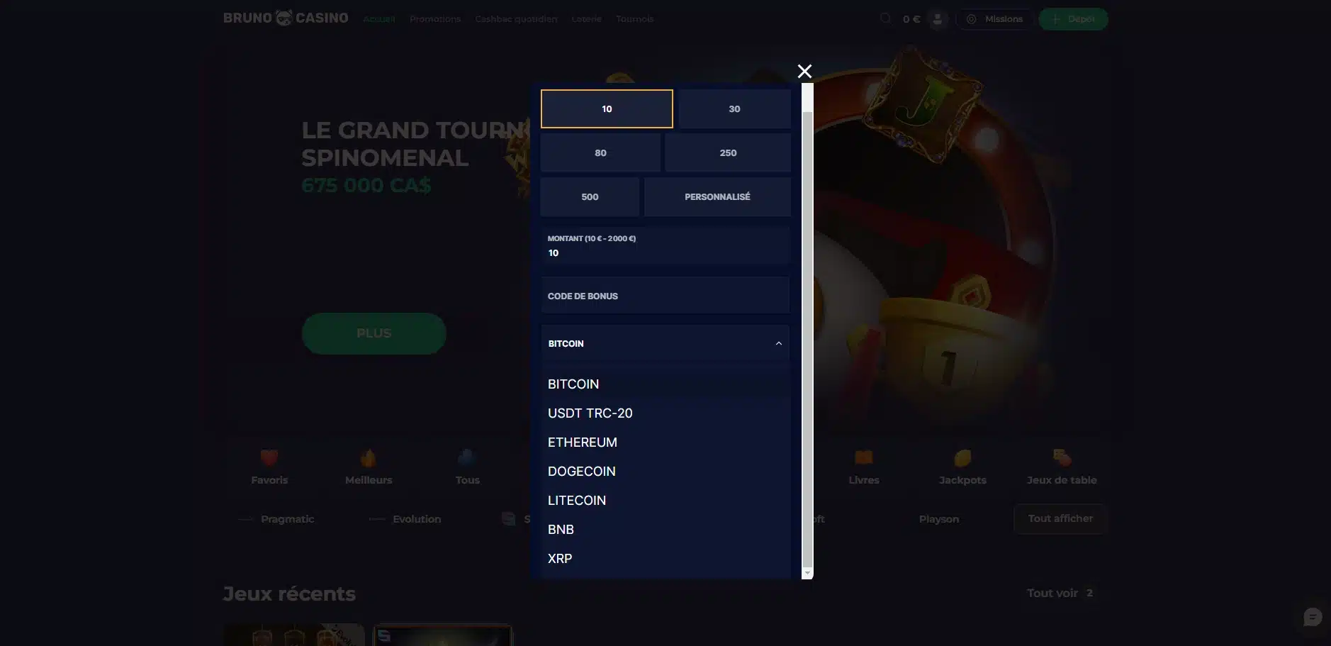 Déposer en crypto monnaies est un procédé qui ne prend que quelques secondes à se réaliser