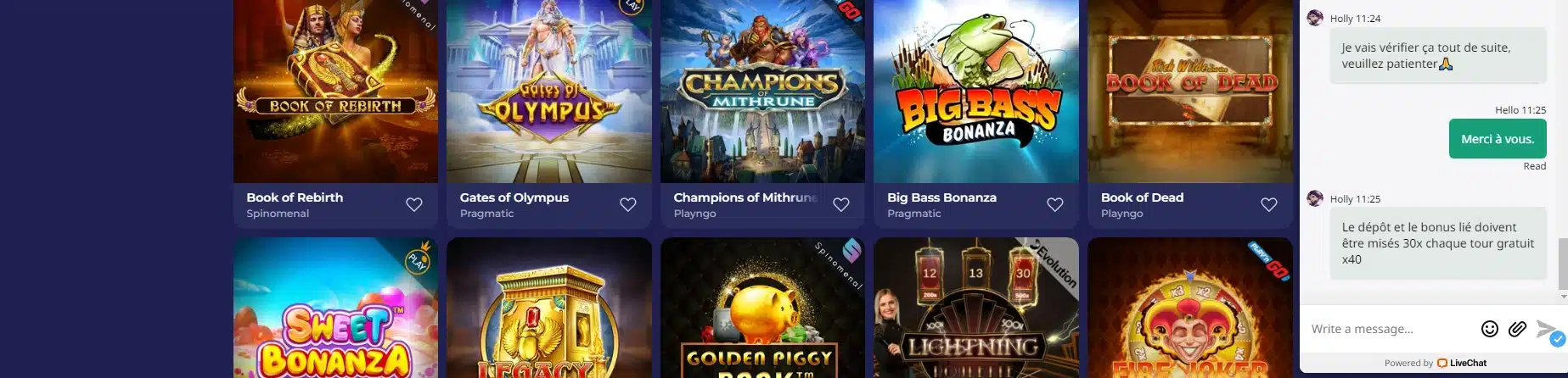 Le support client de Brunocasino a répondu à toutes nos attentes