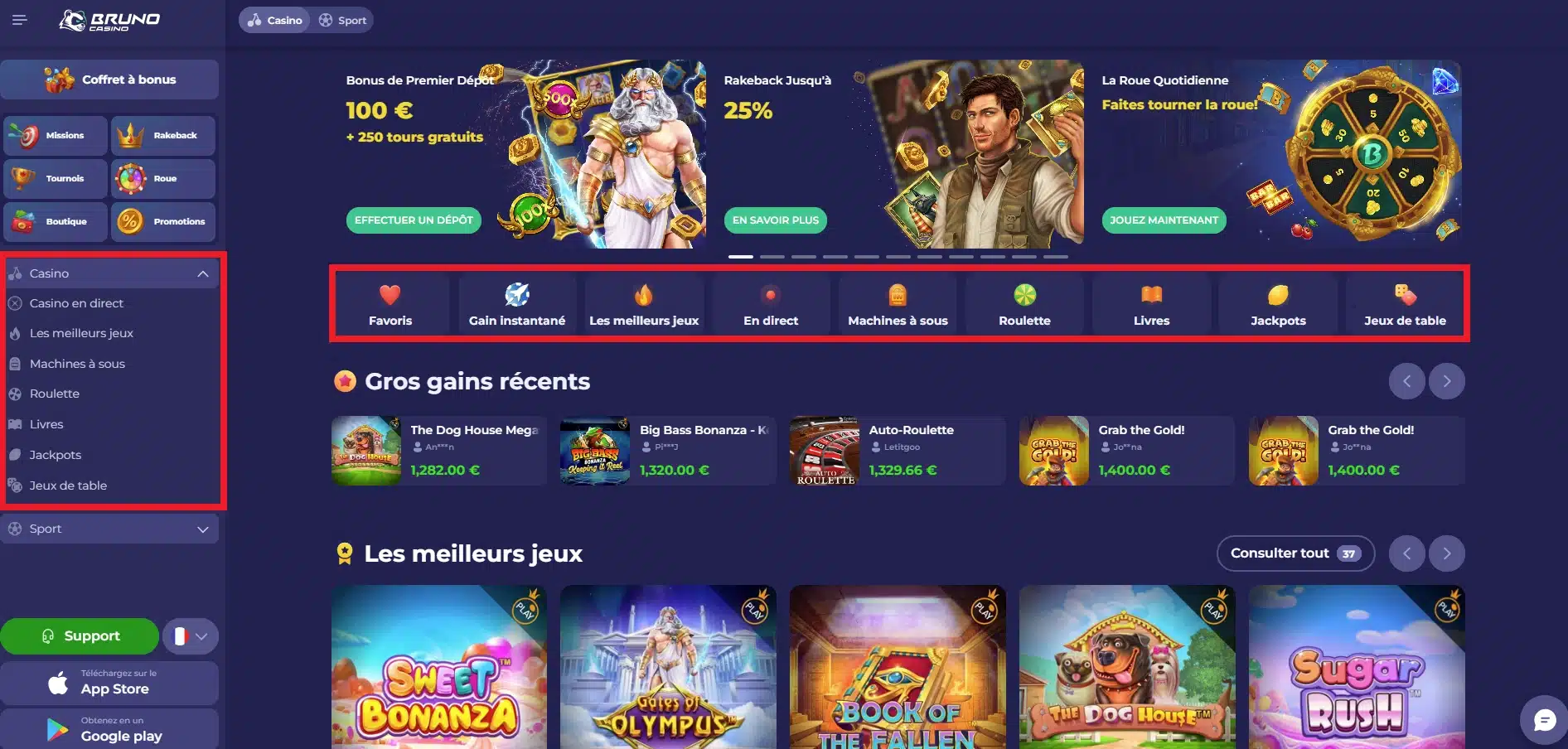 Catégorisation machine à sous