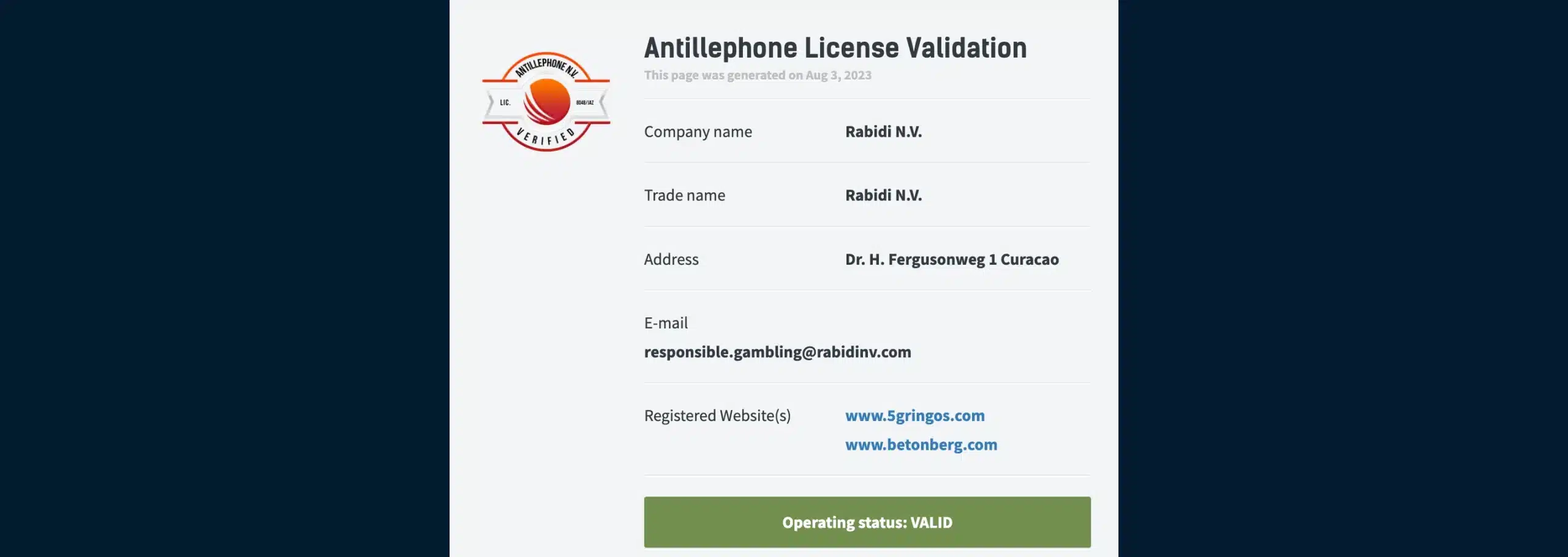 licence de jeu 5gringos