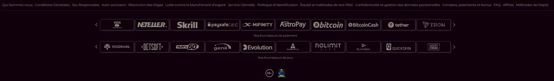 Fournisseurs de jeux