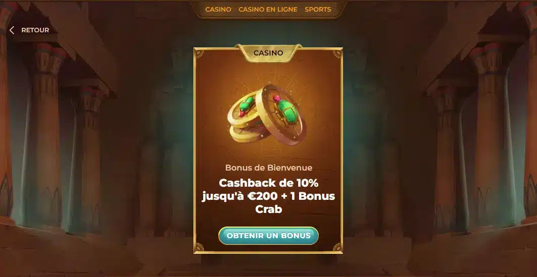 Bonus de bienvenue Cashback