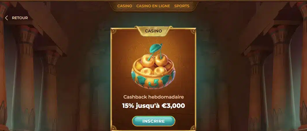 Cashback hebdomadaire AmunRa