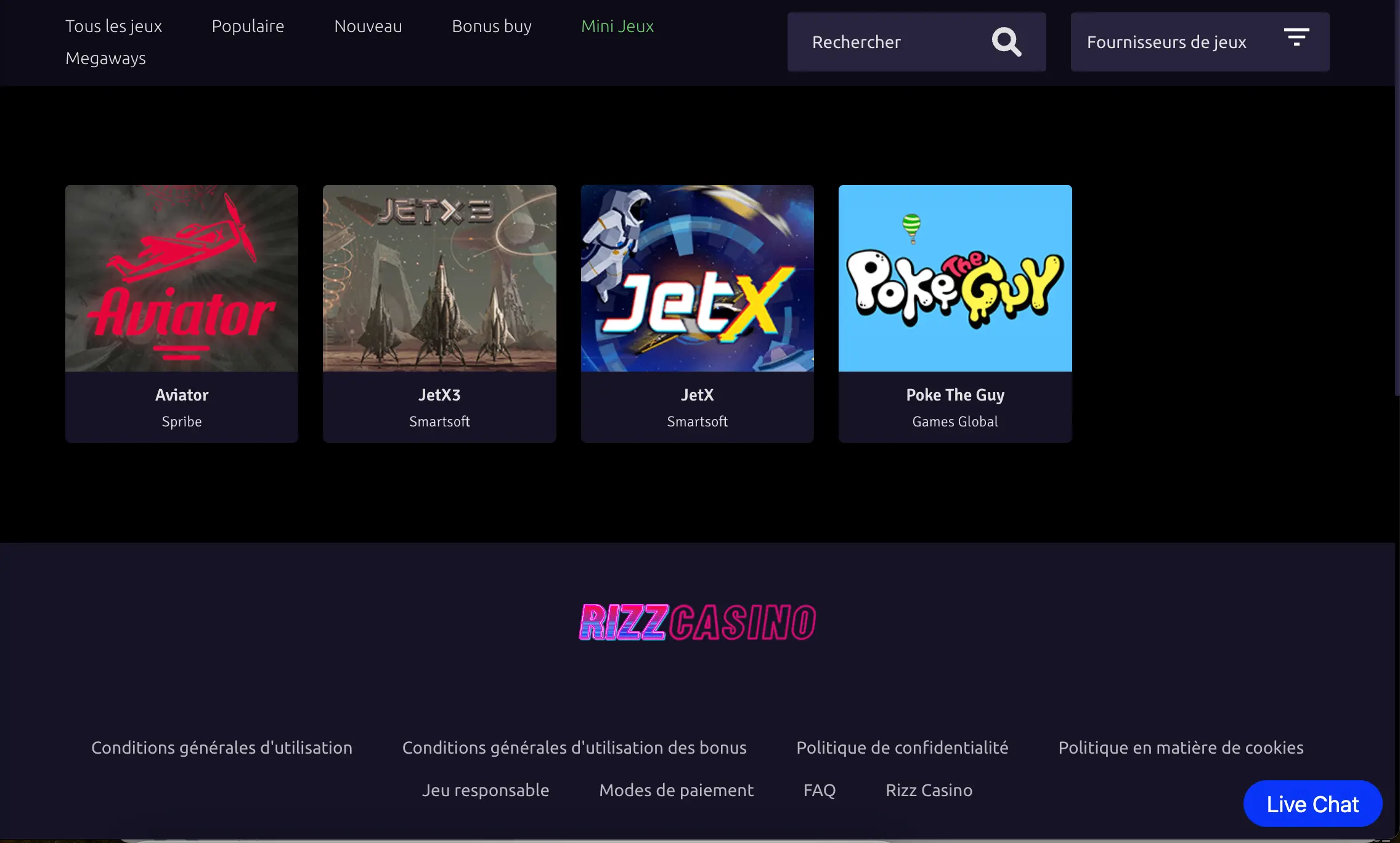 rizz casino mini jeux