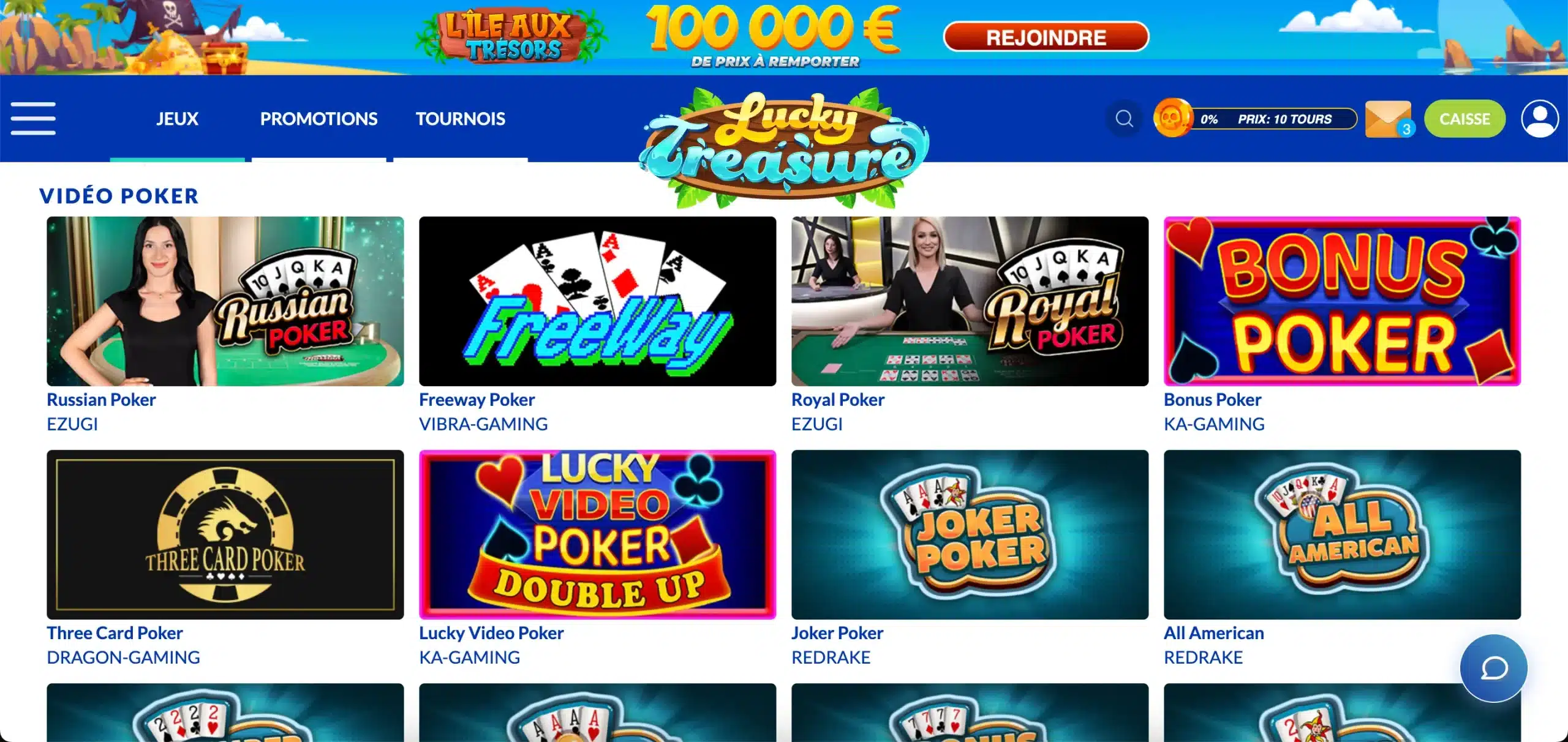 video poker lucky treasure
