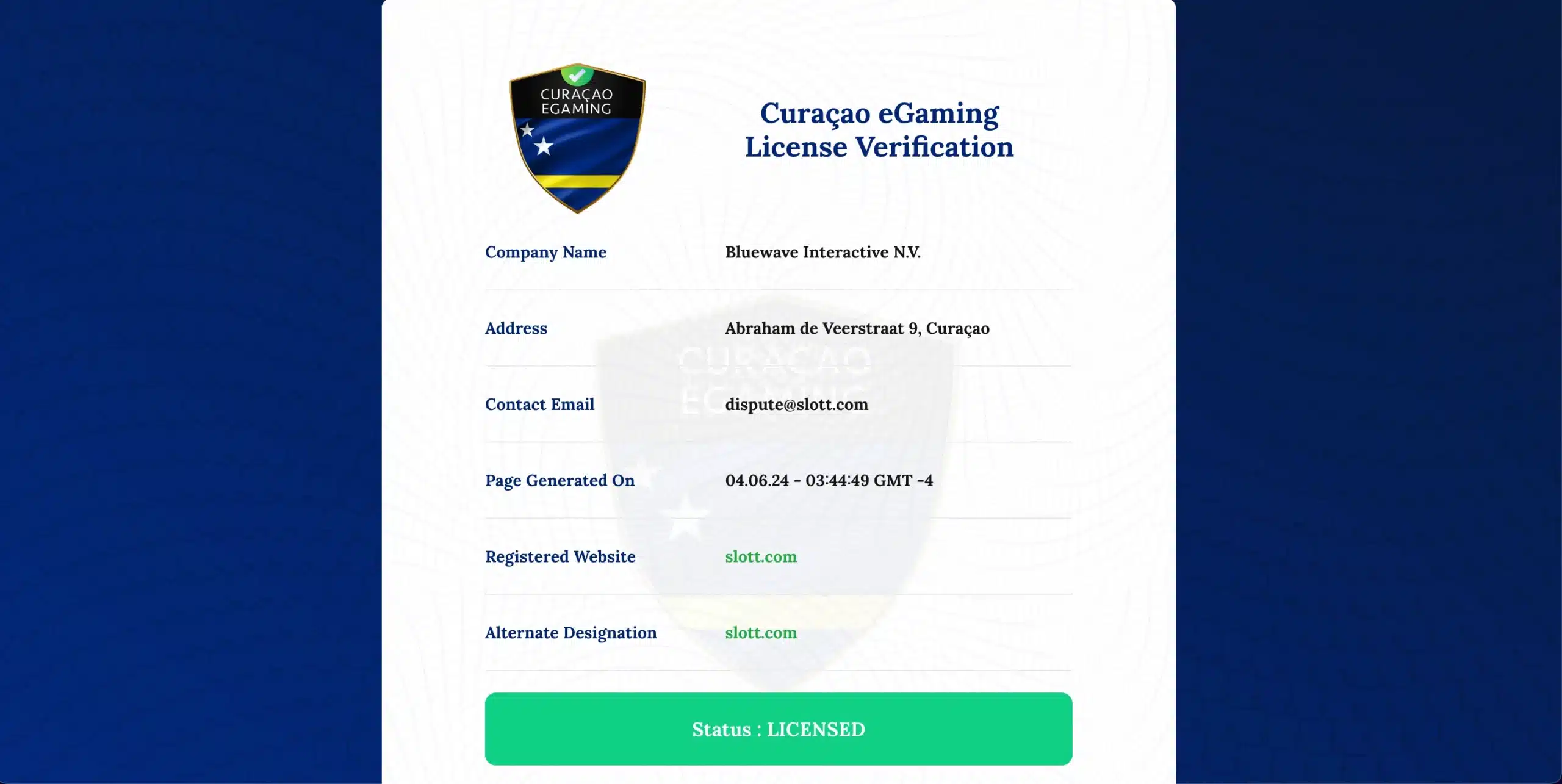 licence slott