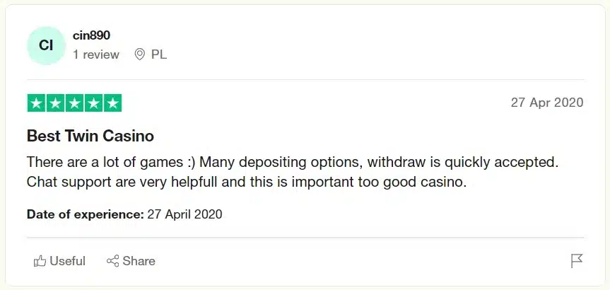 avis 1 trustpilot twin casino