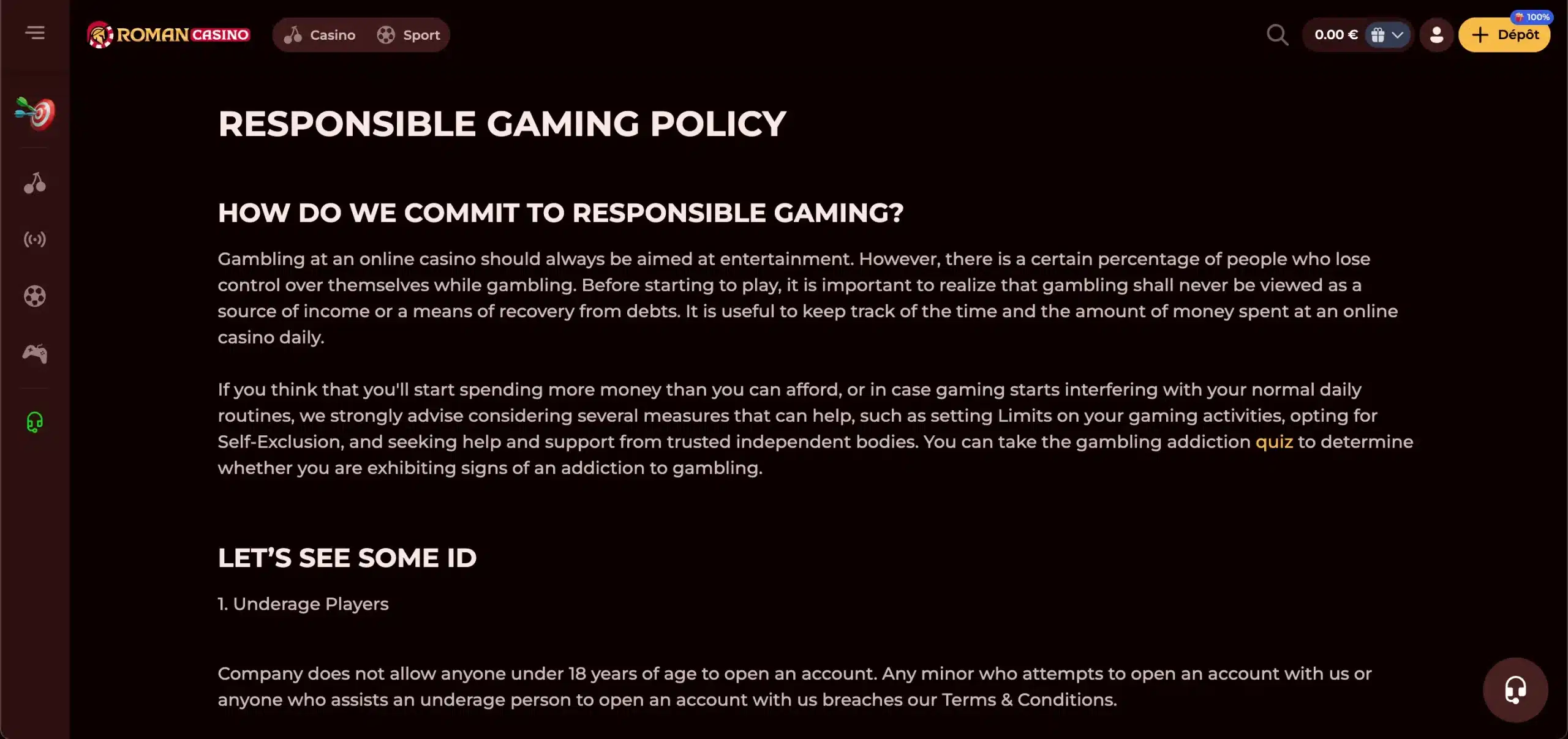 roman casino jeu responsable