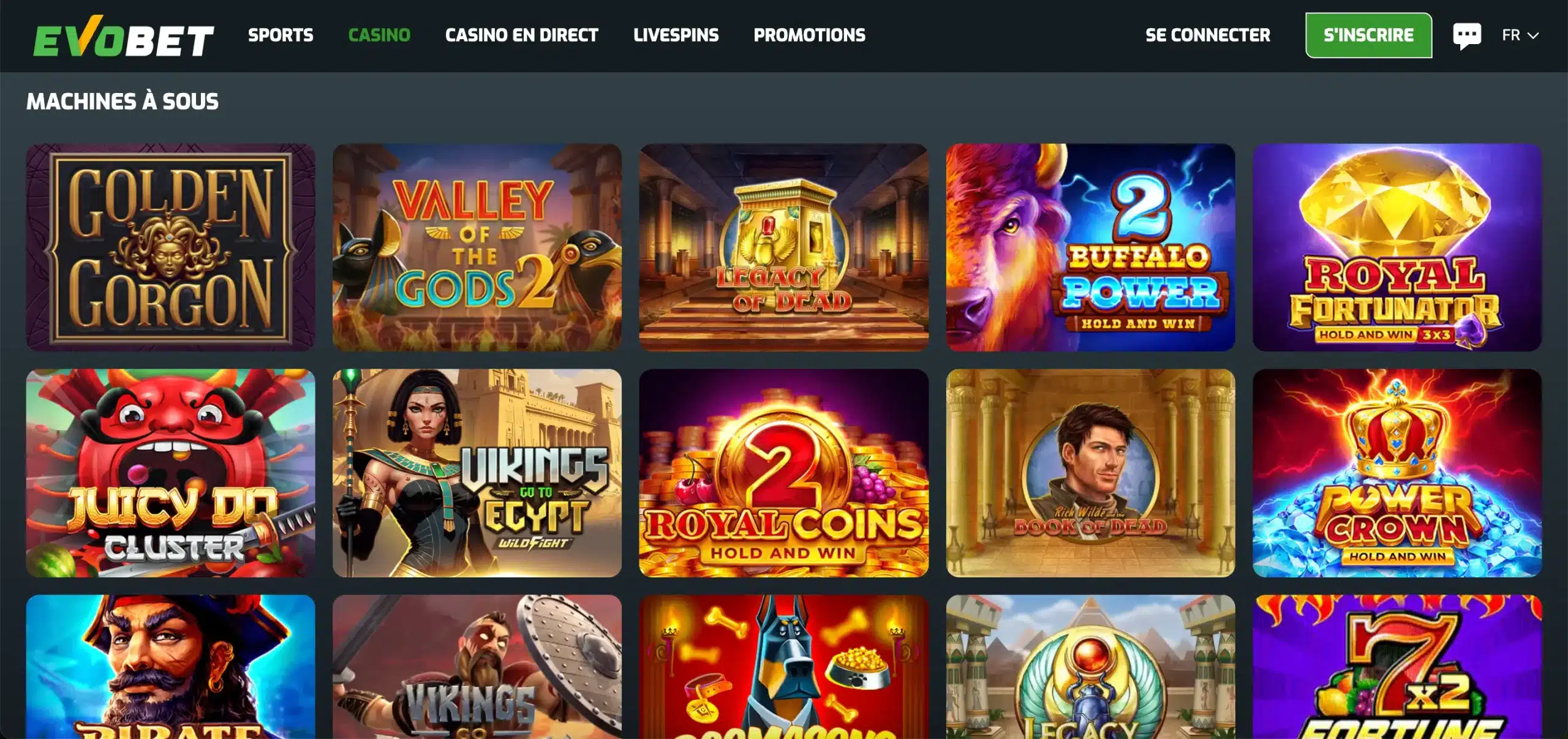 evobet machines à sous