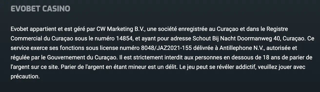 evobet licence