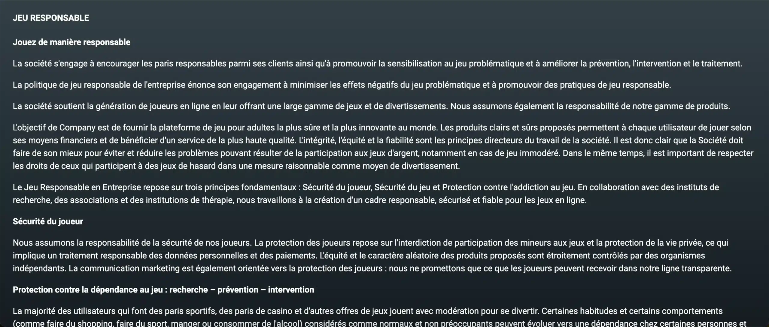 evobet jeu responsable