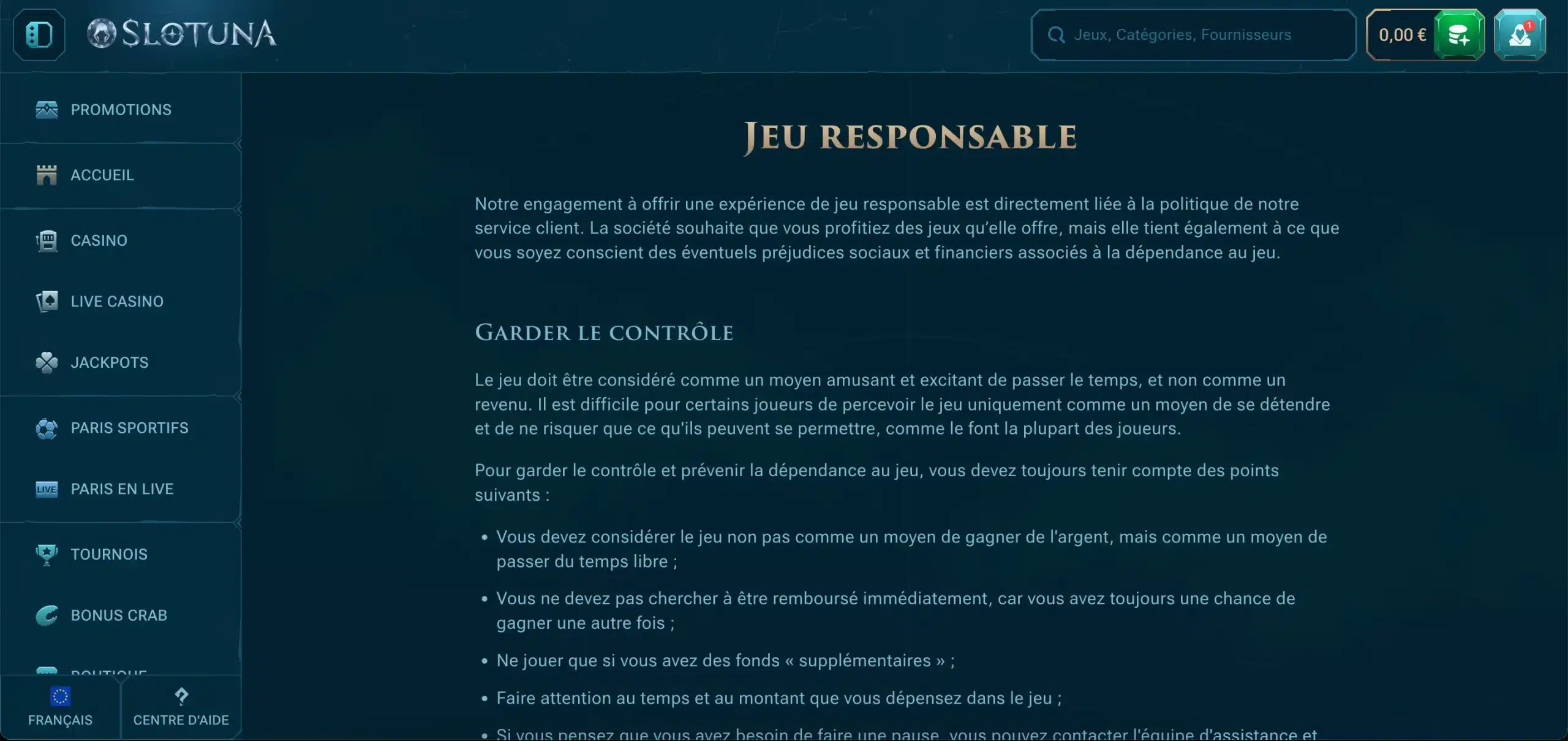slotuna jeu responsable