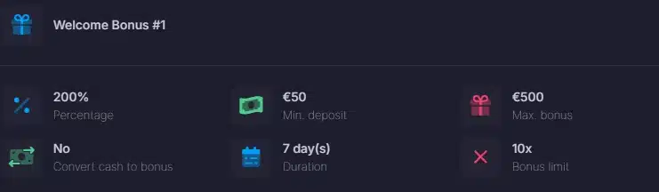 Conditions du bonus de bienvenue Casino
