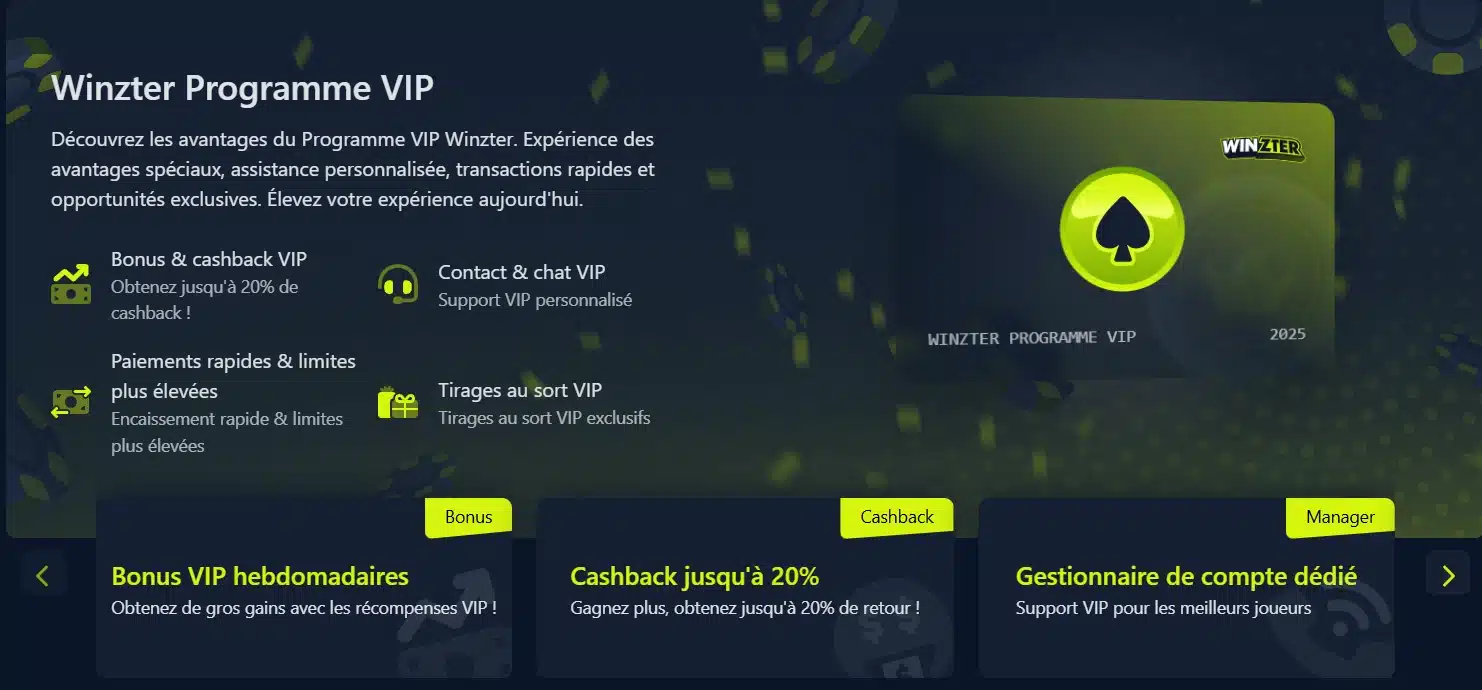 Détails du programme VIP de Winzter