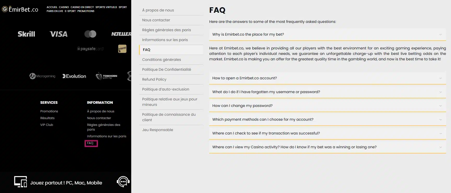 La FAQ d'Emirbet