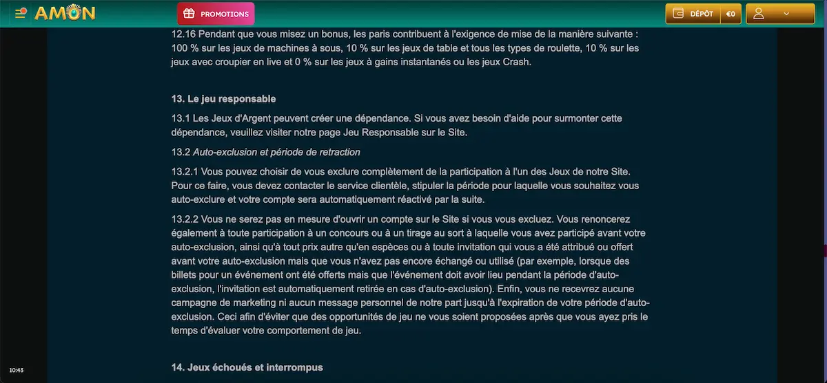 amon casino jeu responsable