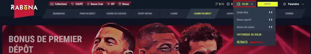Retrait Rabona Casino
