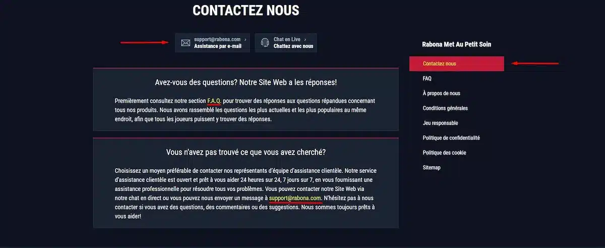 Contacter le support client