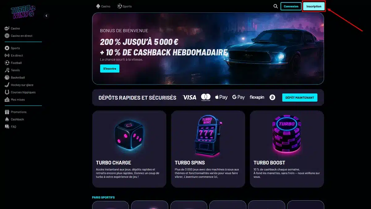 inscription sur turbo wins 1