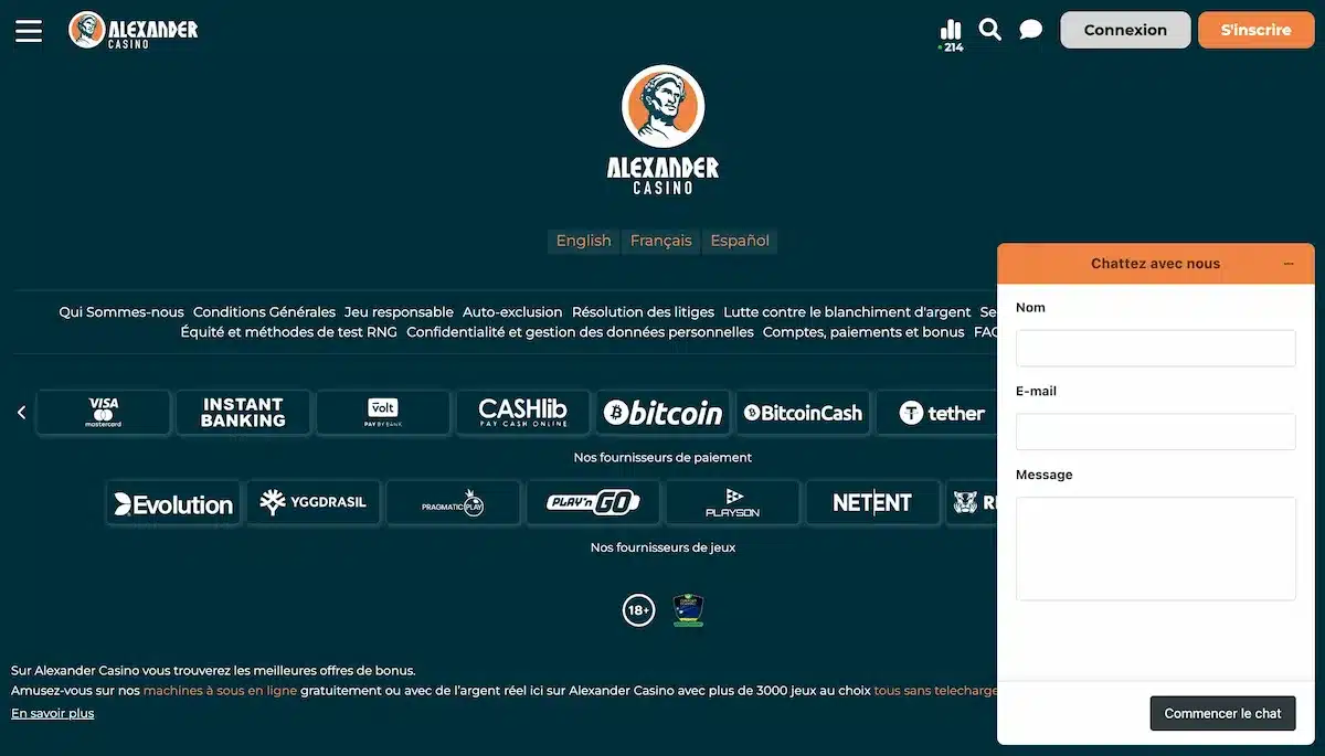 service client alexander casino