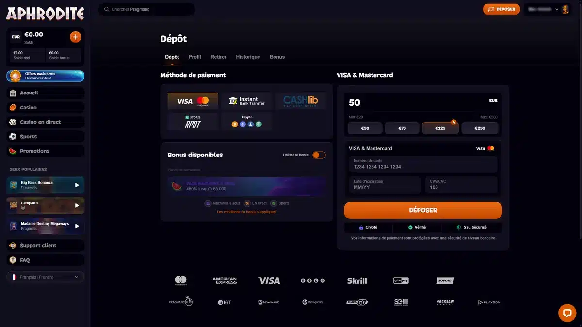 dépôt sur aphrodite casino 2