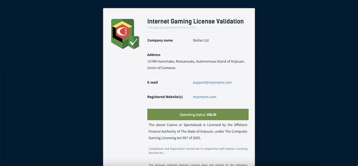 myempire licence