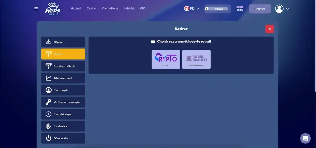 shiny wilds retrait nouveau casino en ligne