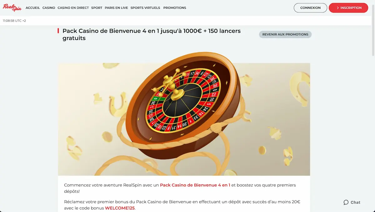 bonus de bienvenue real spin