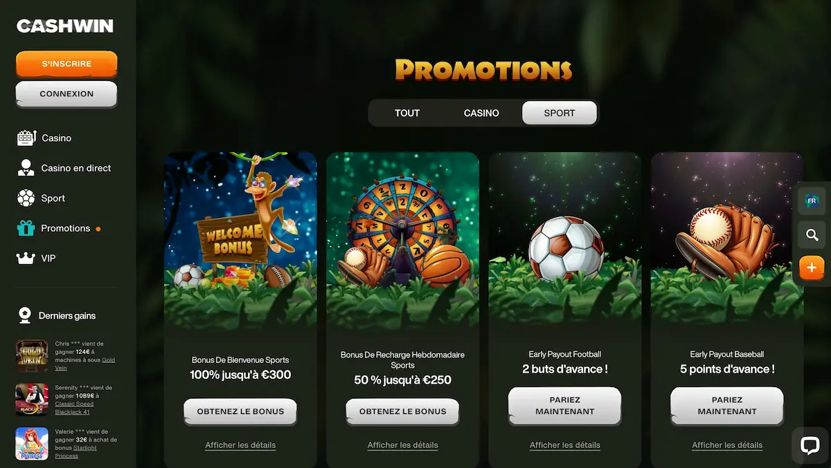 bonus sport cashwin