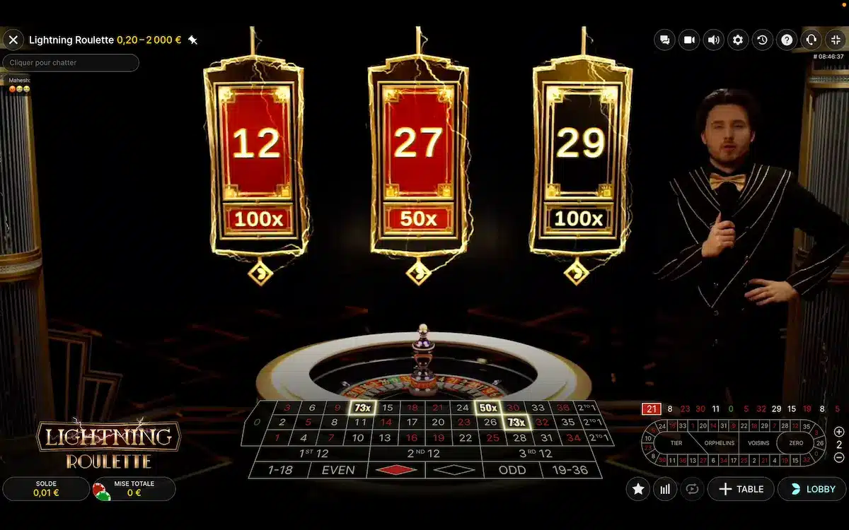 lightning roulette multiplicateurs