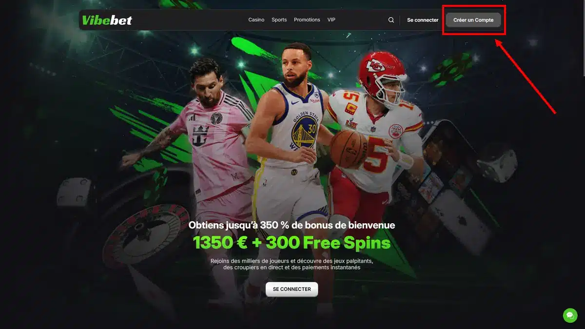 inscription sur vibebet 1