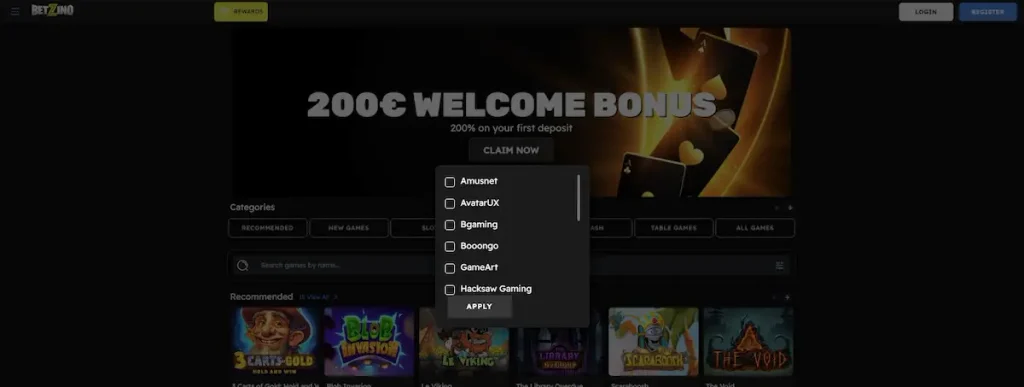 Fournisseur de jeux Betzino